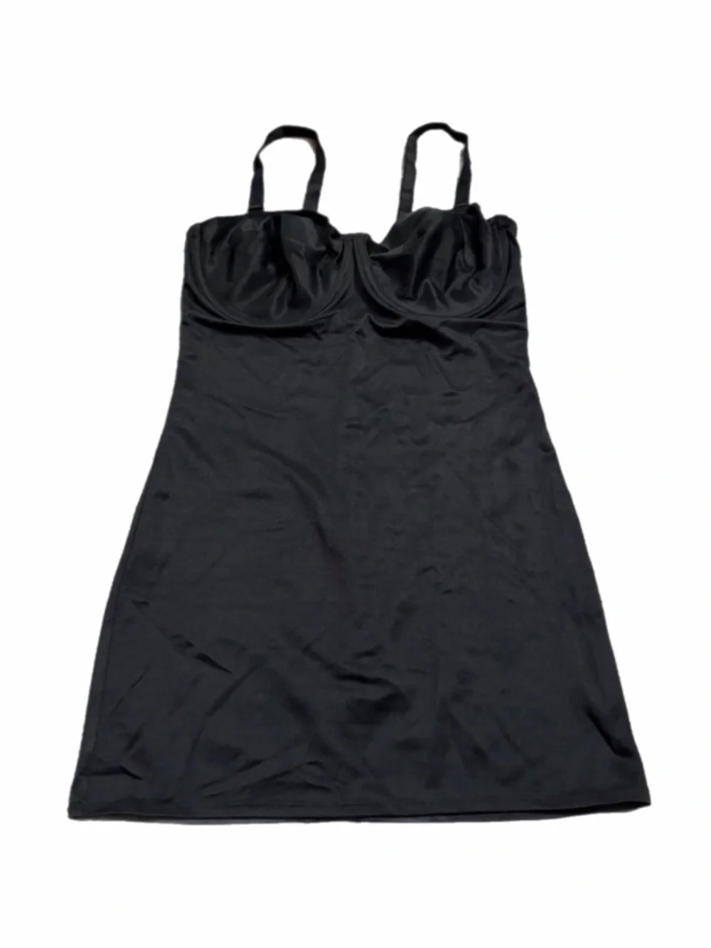 80s/90s European Vintage Underwire Shaper Mini Slip Dress (Black) Size S/M